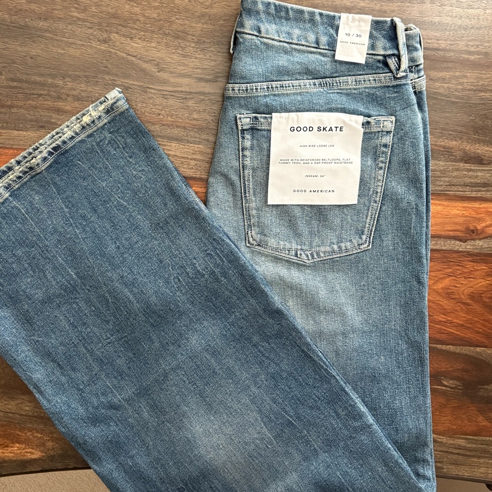Good American Good Skate High Rise Wide Leg Denim